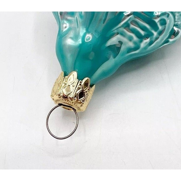 Blown Glass Lady Bust Rose Embossed Drop Christmas Ornament West Germany Vintage - Picture 5 of 8